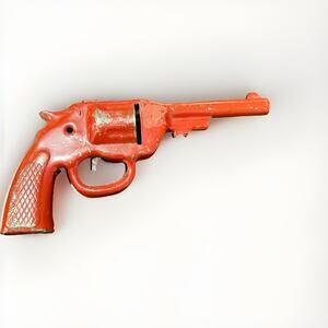 Vintage Wyandotte? Pressed Steel Tin Litho Toy Gun Red USA 1950s